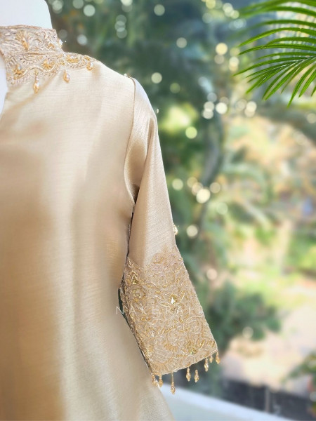 Roselle Blush Zari & Sequin Kurta Palazzo Set