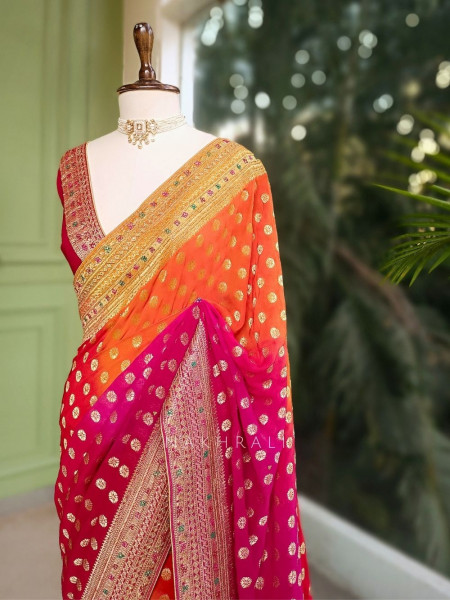 Rangtara Multicolor Saree with Zari Buti Work