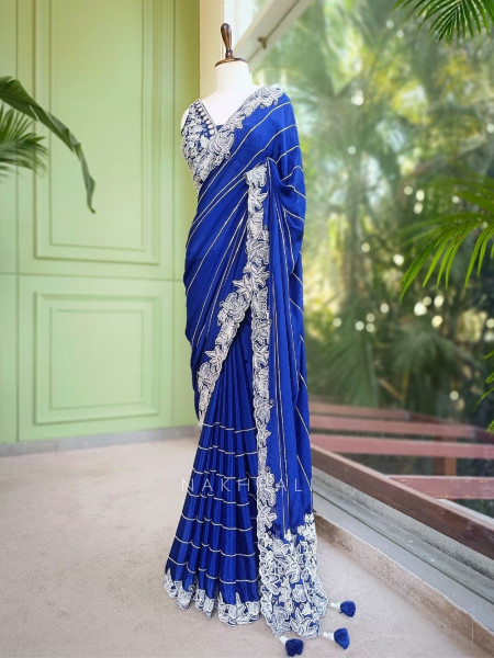 Zerika Blue Saree with Thread and Sequin Work