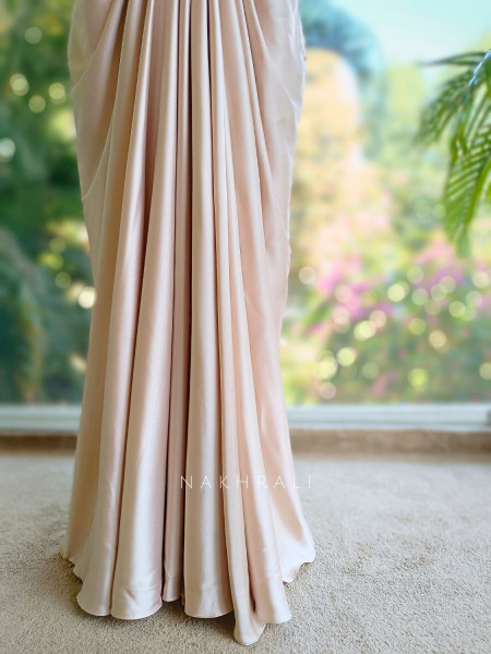 Vireza Ivory Crop Top Skirt Set with Bead and Sequin Work