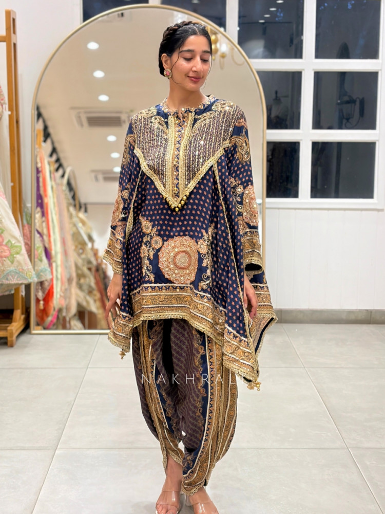 Image of Shahi Dhoti  Navy Blue Set