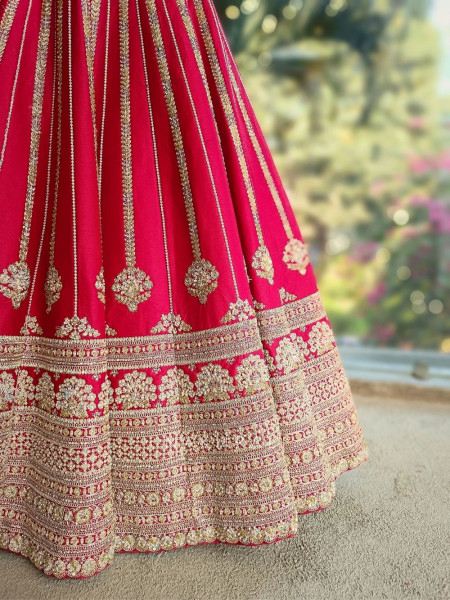 Anvika Red Bridal Lehenga with Zari Thread Work
