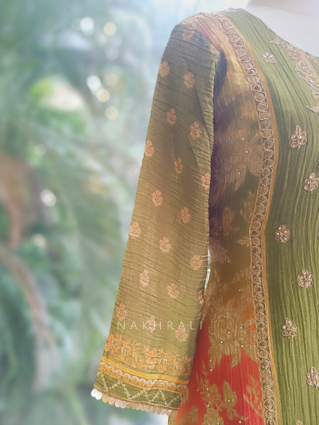 Saba Noor Green Kurta Pant Dupatta Set