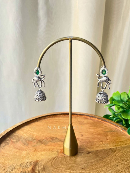 Vanraaj Emerald Camel Jhumka Earrings