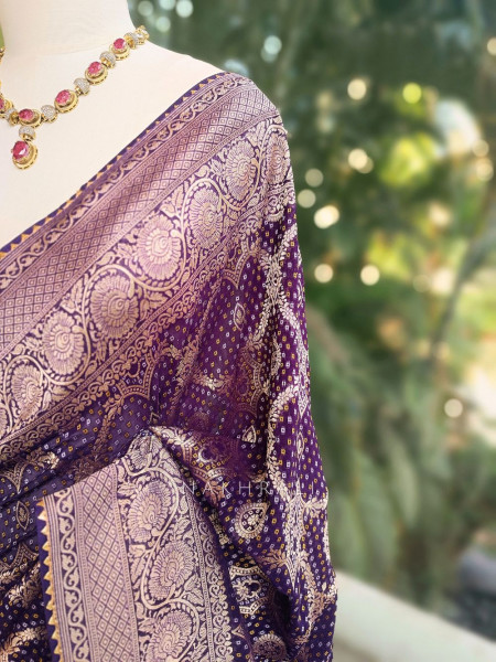Anvi Purple Silk Saree with Zari Motifs