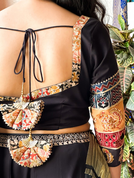 backless garba dress Black Sleeveless Gown Set for Garba