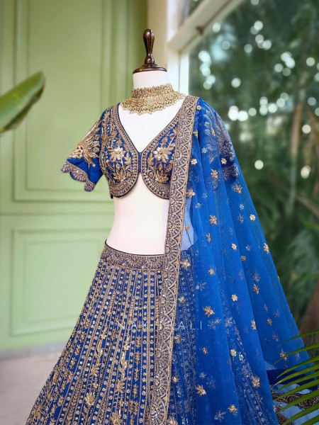 Samaira Blue Sequin and Zari Embroidered Lehenga