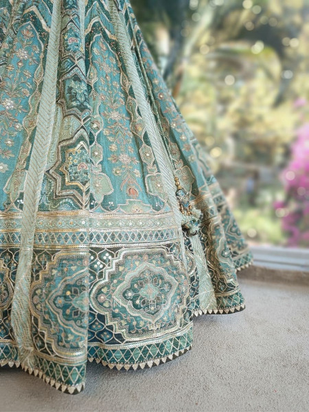 Rivaan Green Lehenga Set with Zari and Sequin Work