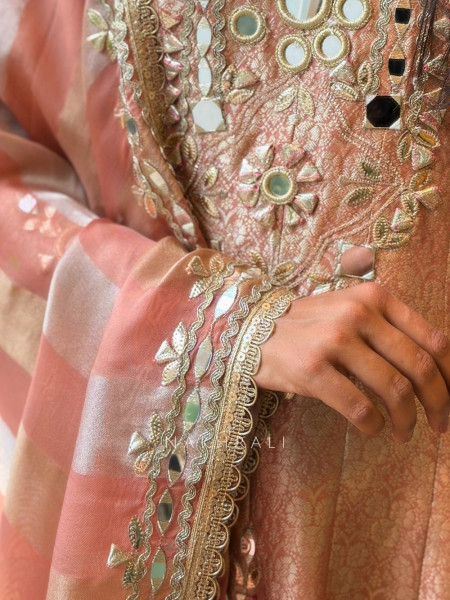 Mehraz Peach Mirror Anarkali Set