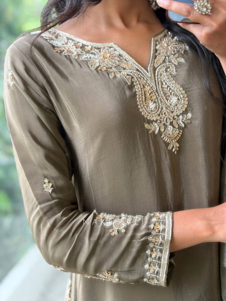 Mishrika Mehendi Green Palazzo Suit Set