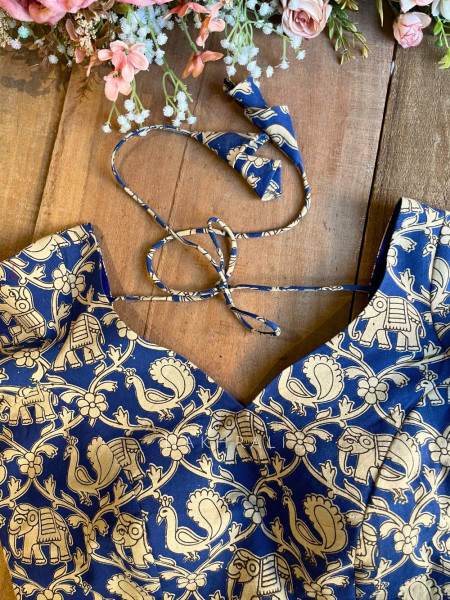 Chandani Blue Cotton Printed Blouse