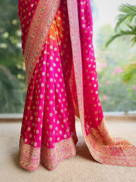 Rangtara Multicolor Saree with Zari Buti Work