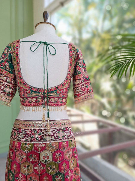 Ravina Bottle Green Printed Saree with Sequin Embroidery