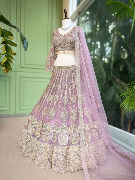 Rheya Lavender Bridal Lehenga with Zari and Sequin Work