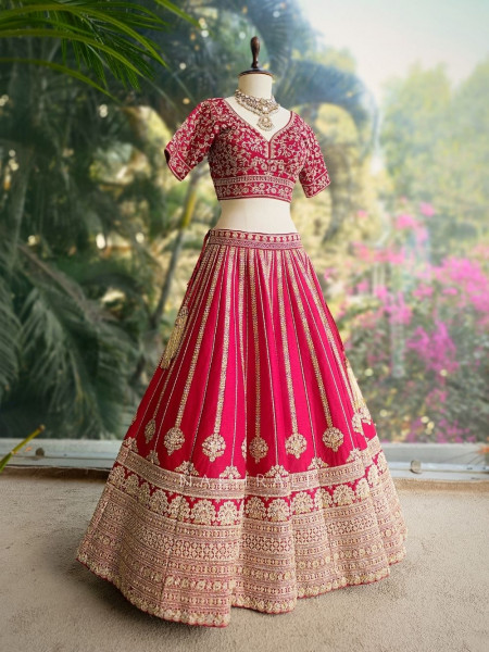 Anvika Red Bridal Lehenga with Zari Thread Work