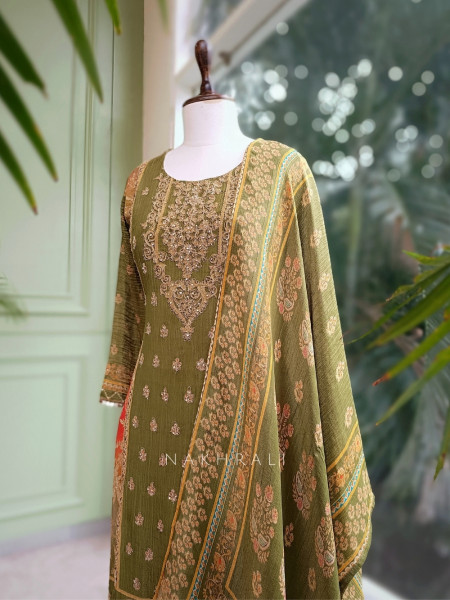 Saba Noor Green Kurta Pant Dupatta Set