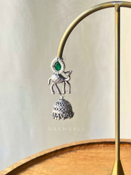 Vanraaj Emerald Camel Jhumka Earrings