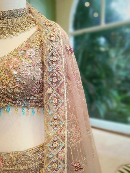 Majestic Aura Green Embroidered Lehenga Set