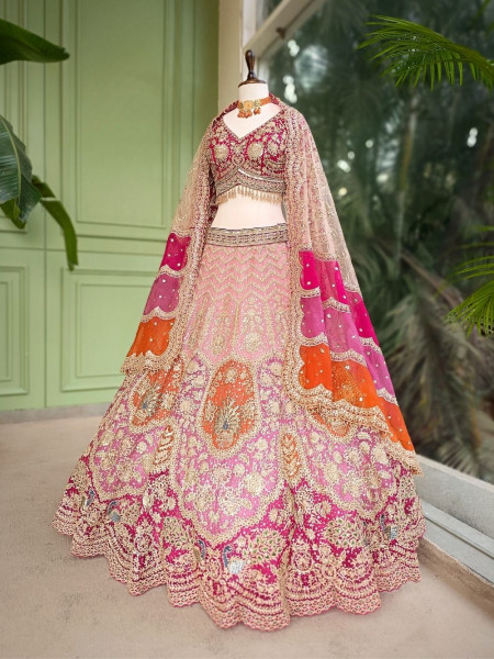 Rivara Pink Lehenga Set with Heavy Zari Sequin Work