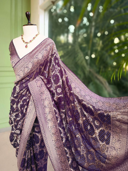 Anvi Purple Silk Saree with Zari Motifs