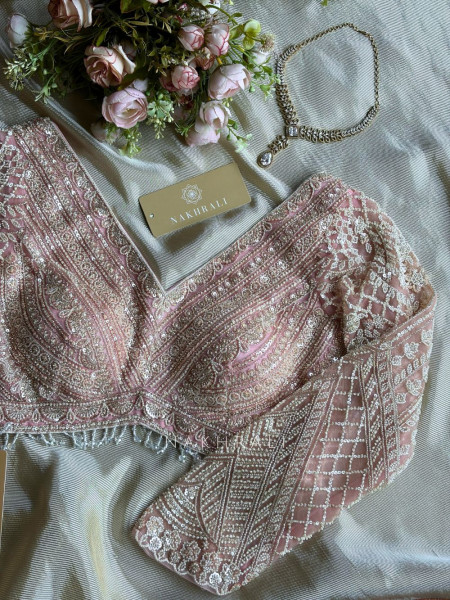 Stardust Whispers Pink Sheer Net & Tulle Saree with Readymade Blouse