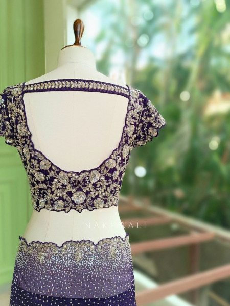 Noorwyn Purple Saree with Cut Dana Sequin Work