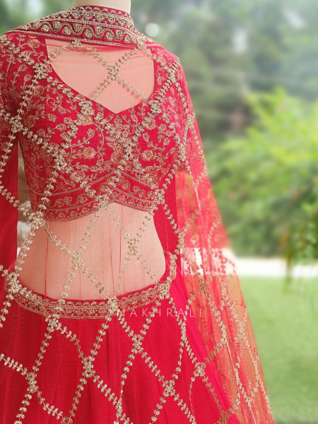 Shahi Vivah Red Raw Silk Bridal Lehenga