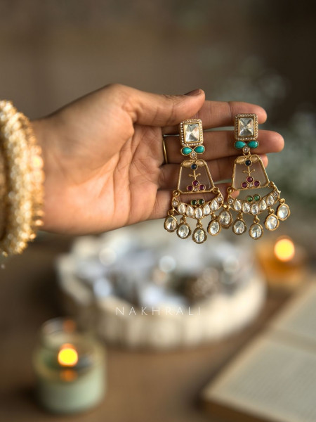 Aurelia White Kundan Drop Earrings