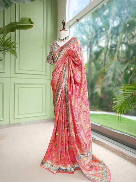 Chitralekha Magenta Patchwork Banarasi Silk Saree