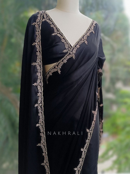 Skyline Black Saree with Running Blouse