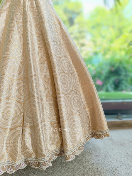 Gauhar-e-Khaas Cream Jacquard Silk Lehenga