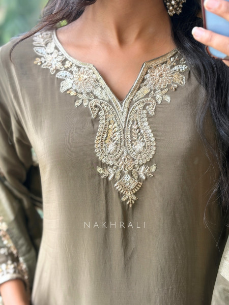 Mishrika Mehendi Green Palazzo Suit Set