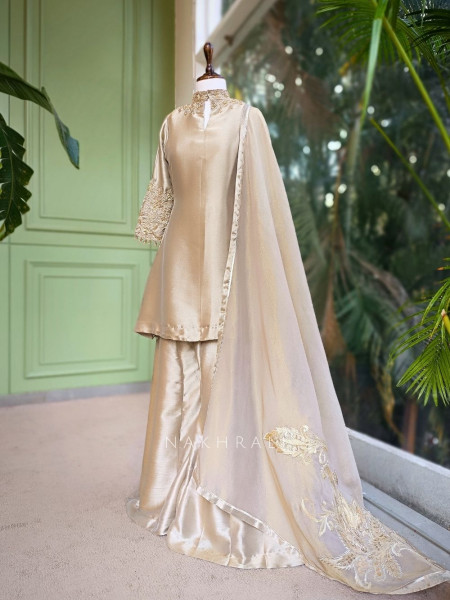 Roselle Blush Zari & Sequin Kurta Palazzo Set