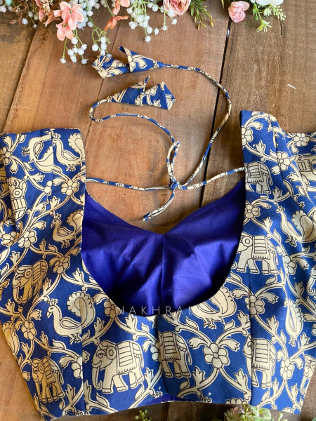 Chandani Blue Cotton Printed Blouse