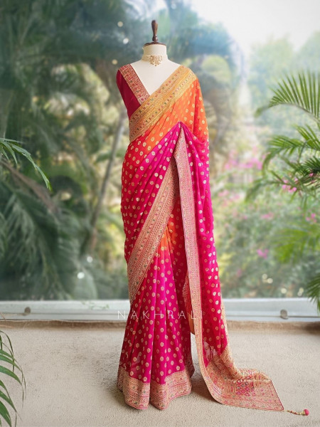 Rangtara Multicolor Saree with Zari Buti Work