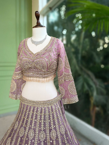 Rheya Lavender Bridal Lehenga with Zari and Sequin Work