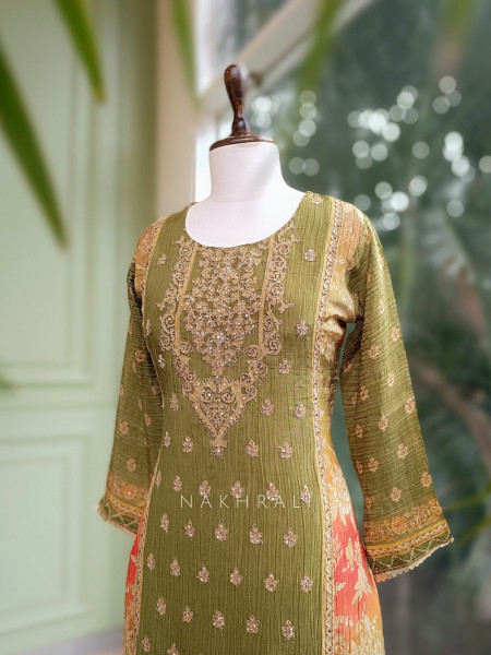 Saba Noor Green Kurta Pant Dupatta Set