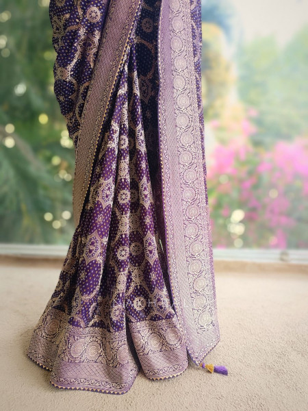 Anvi Purple Silk Saree with Zari Motifs
