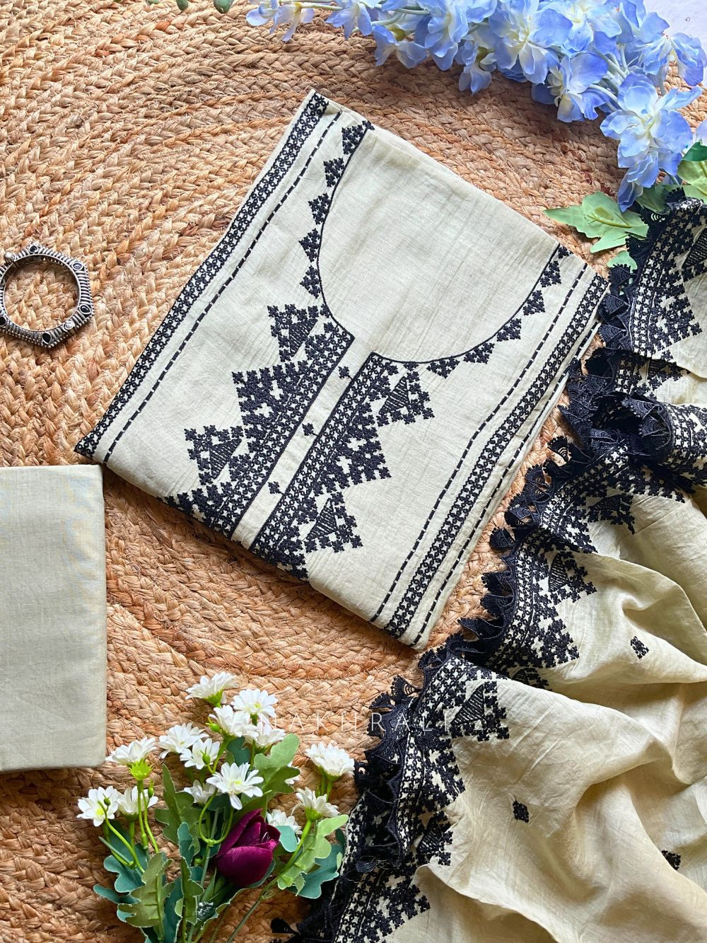 cotton embroidery dress material Cotton Embroidery Dress Material, Unstitched at 400/piece in Surat