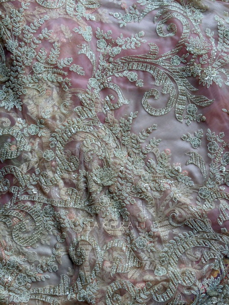 Stardust Whispers Pink Sheer Net & Tulle Saree with Readymade Blouse