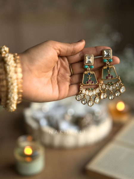 Aurelia Sea Green Kundan Drop Earrings