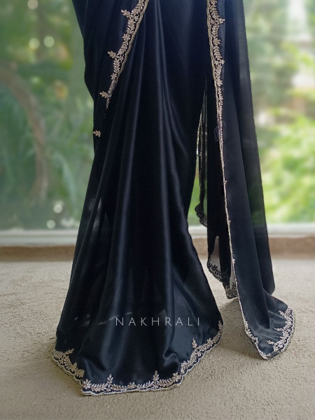 Skyline Black Saree with Running Blouse