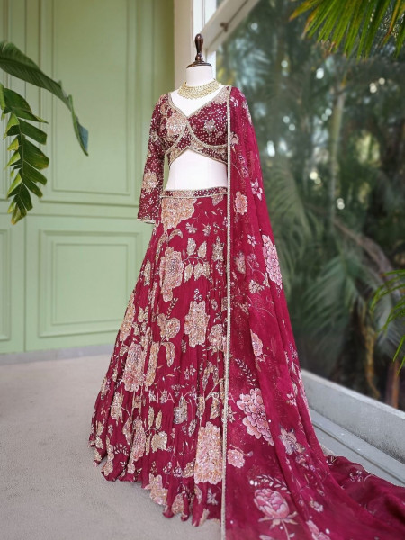 Phoolwari Lehenga Set with Zardosi and Sequin Work