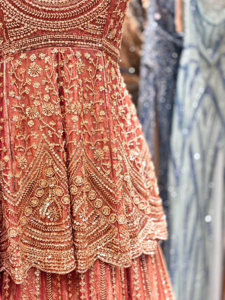 Gilded Petal Pink Tissue Georgette Peplum Lehenga Set