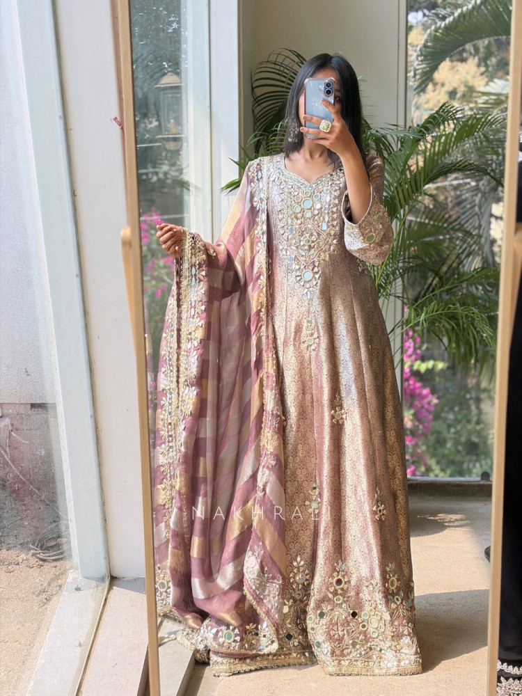 Image of Mehraz Purple Mirror Anarkali Set