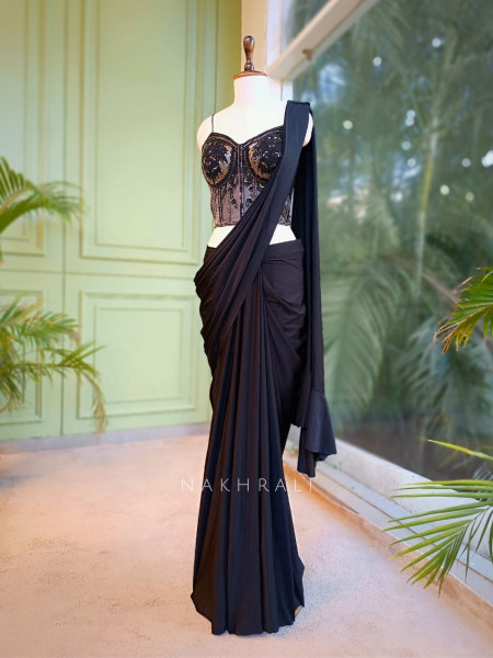 Seraphina Black Drape Saree