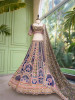 Malika Navy Blue &amp; Green Modal Silk &amp; Gaji Silk Lehenga