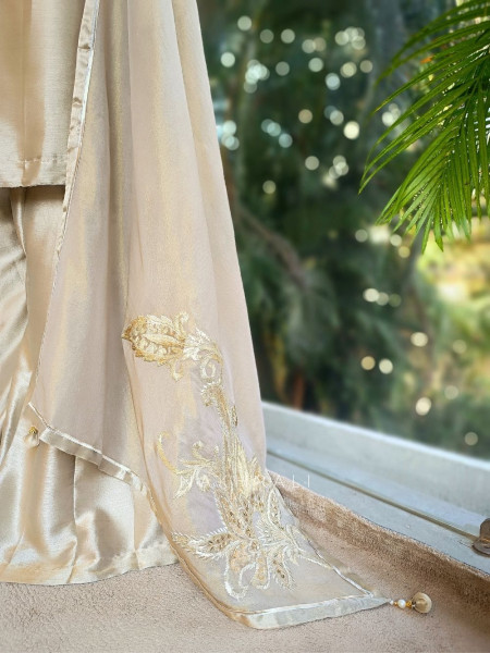 Roselle Blush Zari & Sequin Kurta Palazzo Set