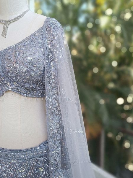 Neel Tarang Sky Blue Lehenga Set with Thread and Sequin Work