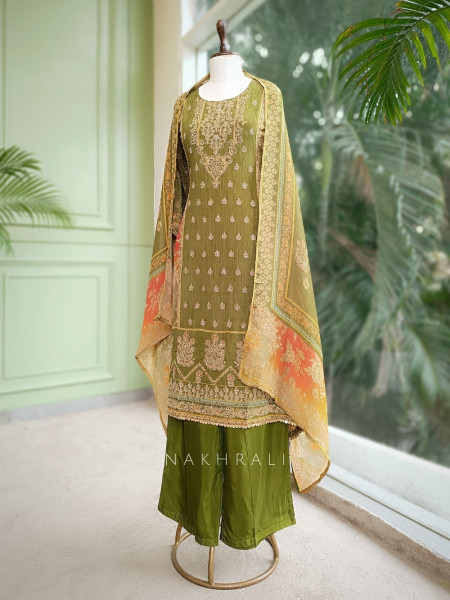 Saba Noor Green Kurta Pant Dupatta Set